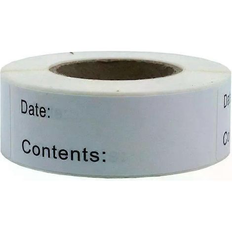 Rouleau d'étiquettes adhésives en papier pour congélateur, réfrigérateur et rangement alimentaire, 75 x 25 cm, blanches, pour la cuisine et la salle à manger. (1/4)
