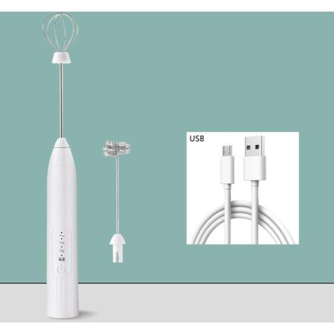 Sbattitore elettrico per latte con connessione USB, accessori in acciaio inox (bianco) (1/4)