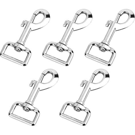 Crochet Mousqueton 5 Pcs Mousquetons 75mm Pivotant à 360 ° Mousqueton Laisse Chien, Mousqueton Pivotant Crochets pour Animal Domestique Chaînes Porte-Clé Sac à Dos (Argent)