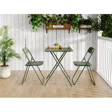 Conjunto de jardín plegable de 3 piezas de acero verde HAVRYA (1/5)