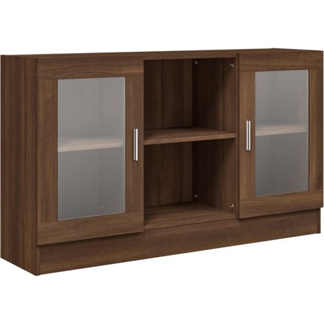 GBLY Vitrinenschrank Braun Eichen-Optik 120x30,5x70 cm Holzwerkstoff (1/5)