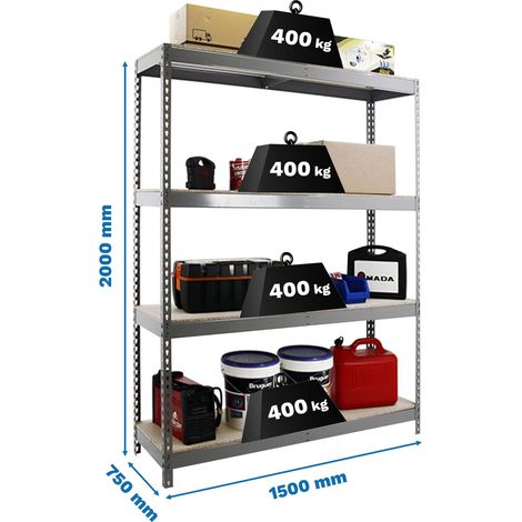 Simonrack Regalsystem ohne Schrauben Ecoforte grau 2000x1500x750 mm