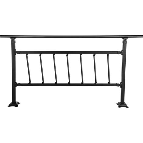 Mophorn Barandilla de escalera exterior , apta para 1 a 4 escalones, pasamanos de hierro forjado, pasamanos exteriores ajustables, negro mate