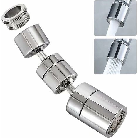 1080 ° Swivel Faucet Aerator, 4-Layer Net Dual Joint Head Nozzle Filter, 2 Modes Adjustable Wide Angle Head Aerator Faucet for Bathroom Kitchen