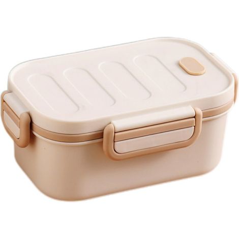Lunchbox - Lunchbox voor volwassenen - met verdelers - 1000 ml - Lekvrij - Geschikt voor mannen en vrouwen - 2 lagen - Ontbijtbox - Geschikt voor kantoor, werk, picknick - Beige (1/5)