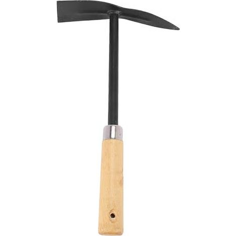 Houe de jardin avec manche en bois et lame en métal, noire (1/5)