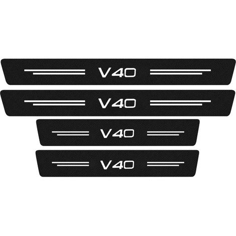 (4 pièces pour Volvo V40) 4 autocollants de protection de seuil de porte pour Volvo V40,aspect cuir et fibre de carbone,accessoires de tuning (1/3)