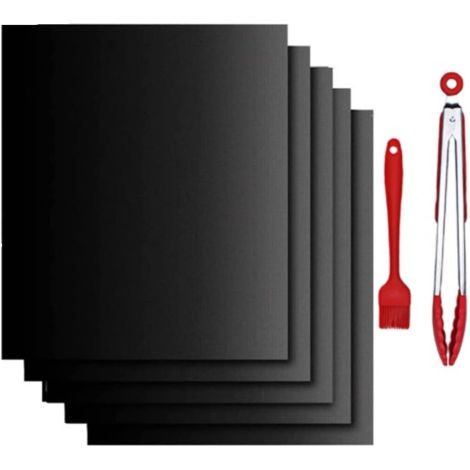 Tapetes para hornear, juego de tapetes antiadherentes de teflón para horno, reutilizables, fáciles de limpiar y antiadherentes, se pueden cortar (5 unidades, 40 x 50 cm x 0,2 mm) (1/5)