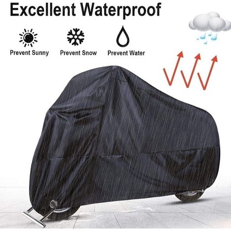Housse Moto, Imperméable Bâche de Moto Couverture Exterieur Résistant aux Déjections d‘Oiseaux, 230x95x125cm(XL) Noir (1/4)