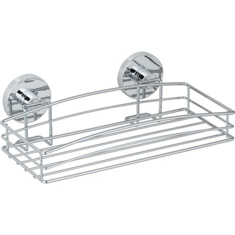 Étagère de douche murale – Fixation Vacuum-Loc® sans perçage – Acier chromé – Charge 33kg – Dimensions 5,5x26x15,5 cm – Argent (1/5)