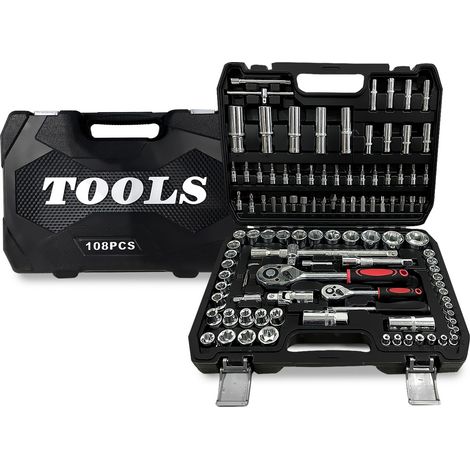 Coffret Kit Outils 108 pcs BM TOOLS BMT-108-PCS Clé à Cliquet Douille Acier Vanadium Douilles, Mécanicien, Garagiste, Bricoleur (1/5)