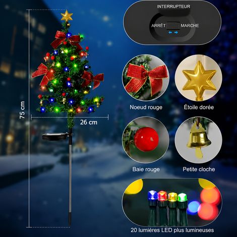 Sapin de Noël Solaire LED 75 cm Fruits Rouges avec Panneau Ovale 75cm réf 9676 500 g – Livraison gratuite