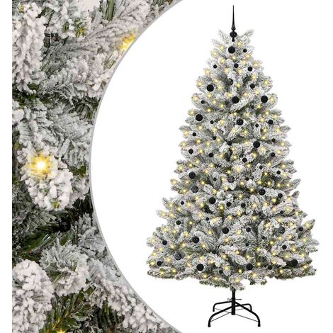 Sapin de Noël  Arbre de Noël artificiel Vert et blanc 240 cm PVC et métal (1/5)
