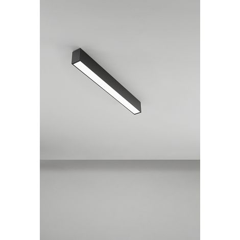Plafonnier Led Modulaire 20W 60Cm Noir Mat - Système D'Éclairage Cct Dimmable Avec Diffuseur Prismatique Ugr22 Classe I - Parenz - Design Moderne (1/3)