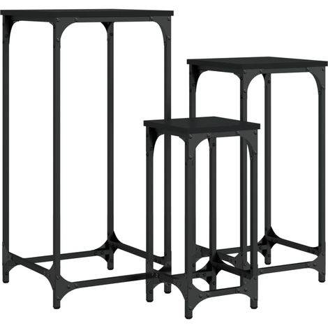 Mesitas auxiliares apilables 3 uds madera de ingeniería negro vidaXL