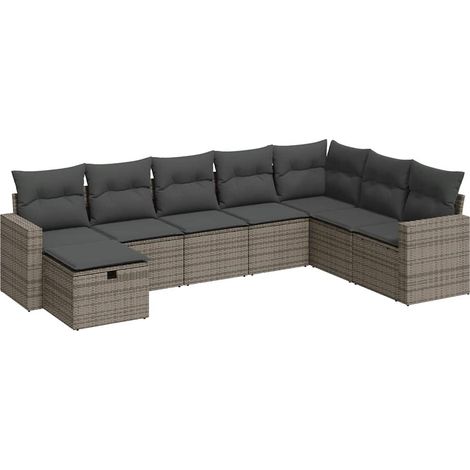 Maison Exclusive - 8-tlg. Garten-Sofagarnitur mit Kissen Grau Pol (1/5)
