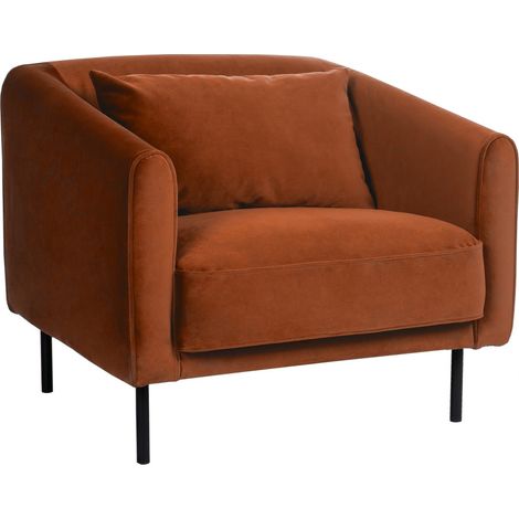 Fauteuil en velours pieds droits en métal - Rouille - WINSEN (1/5)