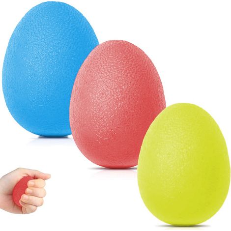 Lot de 3 balles antidérapantes en forme d'œuf - bleue (gravité) + jaune + rouge