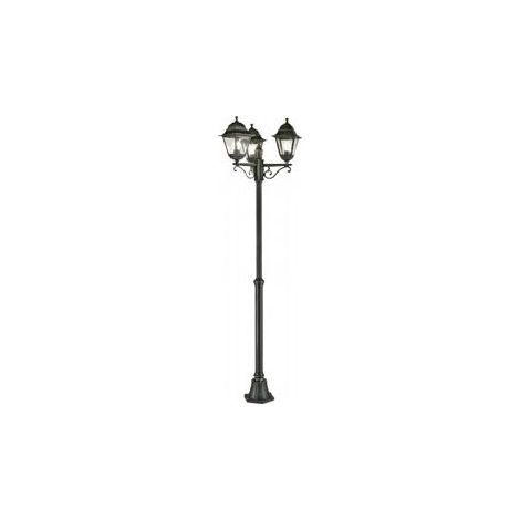 Lámpara de exterior con difusores de vidrio transparente, altura máxima 170mm, 3 lámparas de 60W, color negro (1/4)