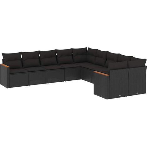 Maison Exclusive - Set Divani da Giardino 10pz con Cuscini in Polyrattan Nero