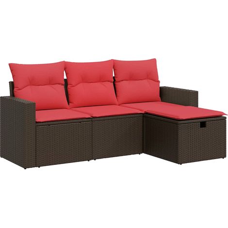 Maison Exclusive - Set Divano da Giardino 4 pz con Cuscini Marrone in Polyrattan (1/5)