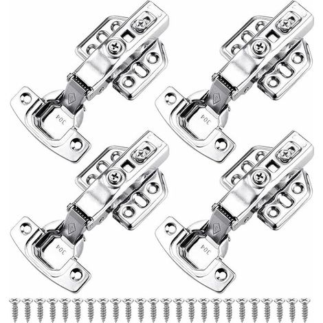 4Pcs Charniere Porte Cuisine Réglables en Acier Inoxydable, Charnières Encastrées à Recouvrement Complet (1/5)