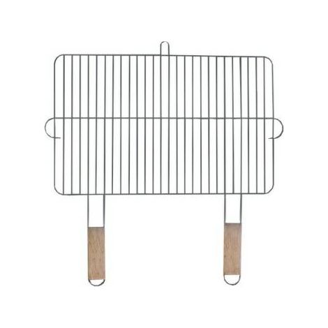 Grille de barbecue portable en acier chromé 54 x 34 cm – Poignées en bois pour transport sécurisé – Facile à nettoyer
