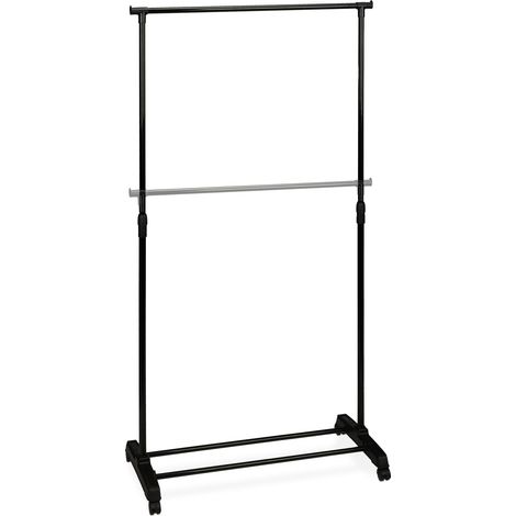 Appendiabiti regolabile con rotelle 100 x 50 x 150 cm pratica organizzazione stile moderno in metallo nero 130007651