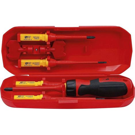 Jeu de Tournevis VDE 8 pcs - Lames de Réserve - Isolation Sécurisée et Polyvalence - Acier, Pro - D-Work (1/5)
