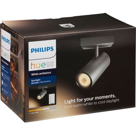 Philips Hue White Ambiance Buratto BT Spot mit Dimmschalter silber"-"172611854 (1/4)