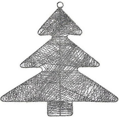 Boule de Noël argentée en forme de sapin de Noël, 36,7 x 0,2 x 37,5 cm, en métal et plastique.