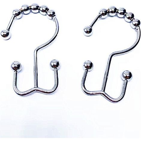 12 Crochets Rideau Douche Acier Inox Antirouille Argent (1/5)