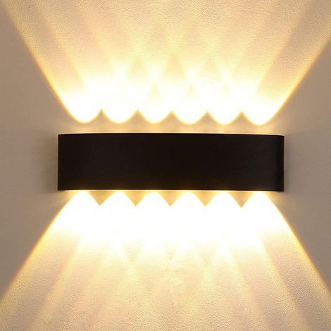 Modern LED wall light for indoor and outdoor use, porch lighting, indirect lighting (up and down), for bedroom, terrace, courtyard, villa, waterproof (3000K), (1/5)