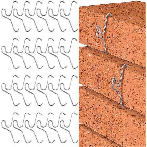 Lot de 24 crochets muraux pour briques de 5,7 à 6,2 cm de hauteur, pour la fixation de fils et de couronnes en extérieur. (1/5)