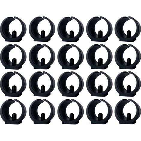 20x Embout pour tube horizontal rond avec ergot à clipser en PELD noir Patin Guide Pied Meuble Chaise Insert Plot, Ø 30mm