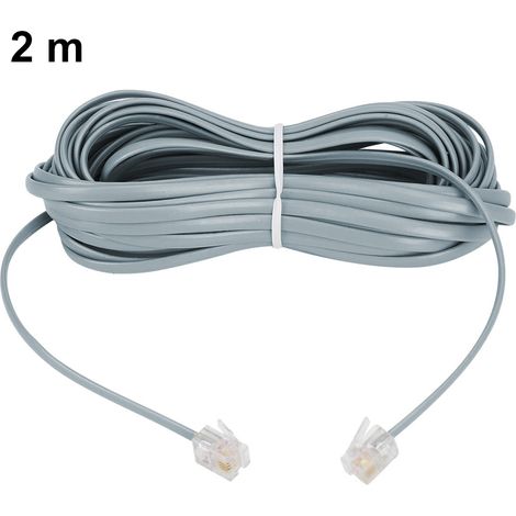 Câble téléphonique vers rallonge téléphonique modulaire mâle, câble téléphonique avec coupleurs de ligne RJ11 standard,2m