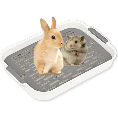 Compact White Litter Box for Cats, Rabbits & Guinea Pigs - Indoor Pet Toilet