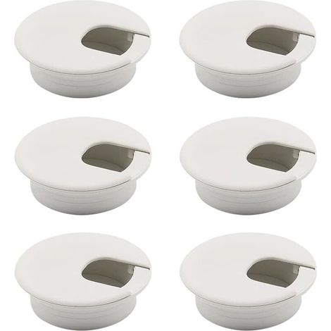 Desk Cable Grommet, 6 Pack White Cable Grommet, Round Recessed Cable Grommet, Cable Hole Cover, Desk Cable Grommet, Desk Cable Grommet, White Cable Grommet (1/5)