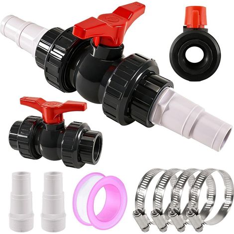 1,5 Zoll Kugelhahn Set mit Schlauchverbinder für Pool & Garten