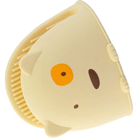 Gants de cuisine en silicone jaunes, motif dessin animé mignon, résistants à la chaleur et offrant une excellente prise en main. (1/5)