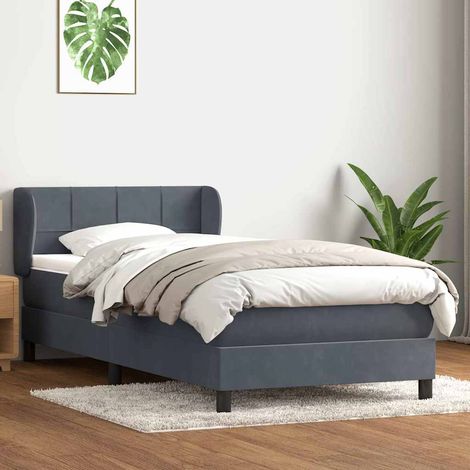 Boxspringbett mit Matratze Dunkelgrau 80x220 cm Samt