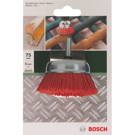 Brosse boisseau pour Perceuse Fils nylon et abrasif corindon G80 6 x 75 mm (1/3)
