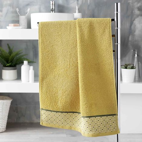 Serviette de toilette 50 x 90 cm éponge coton jacquard Belina Miel (1/3)