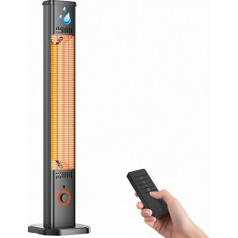 Radiateur de terrasse - 2000 W - Chauffage infrarouge d'extérieur avec 8 niveaux de chaleur - Minuterie 8 heures - Chauffage 1 seconde - Chauffage tubulaire en fibre de carbone - Étanche IP65 - Pour (1/5)