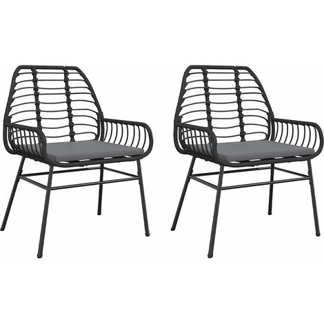 Maison Exclusive - Sedie da Giardino con Cuscini 2 pz Nere in Polyrattan