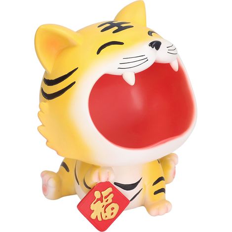 Porte-clés Statue Animale Grande Bouche en Résine pour Salon Chambre Bureau - Tigre Porte-Bonheur Déco Rangement (1/5)