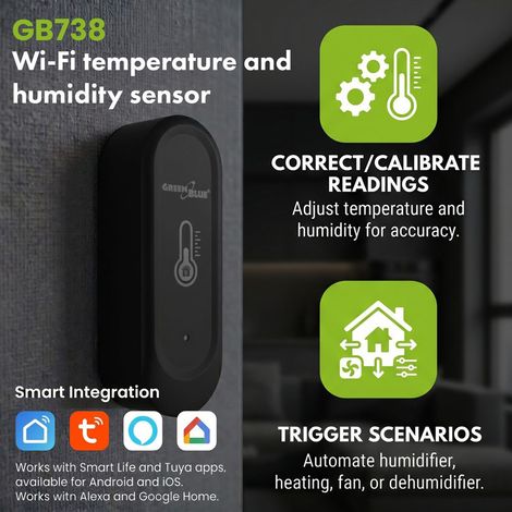 GreenBlue: Sensor exterior de temperatura y humedad  Termómetro e higrómetro WiFi IP65 con notificaciones e historial de mediciones  GB741 (1/5)