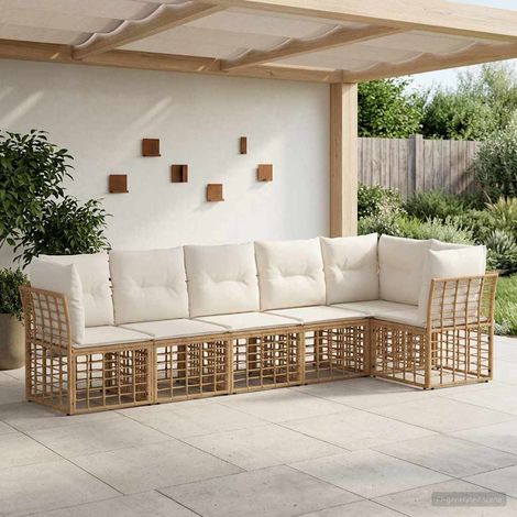 Salon de jardin modulable 6 places en polyrotin, cadre acier thermolaqué - PANGIVO (1/5)
