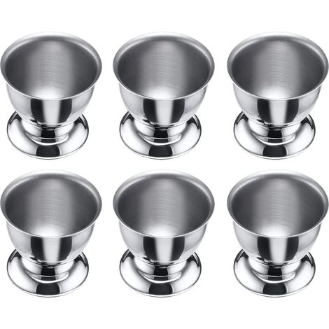 portauova impilabili con stelo, ø 5 cm, acciaio inox, argento (1/4)