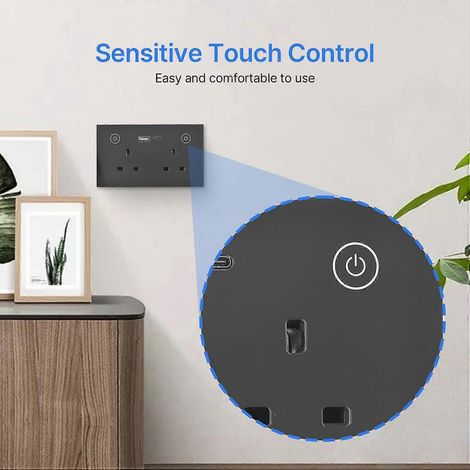 WLAN-Touch-Lichtschalter, intelligente Steckdose, feuerfeste Glasabdeckung, Stromausfallspeicher, App- und Sprachfernbedienung